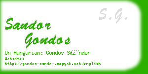 sandor gondos business card